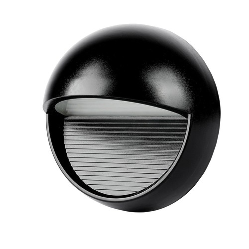 Applique murale LED 3W pour escaliers, ronde - IP65, noir, 3000K, 210lm, spot encastrable pour marches et couloirs