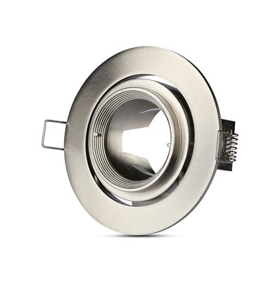 Spot encastrable GU10 avec zoom - Nickel satiné, rond, orientable, aluminium, perçage : Ø9,3 cm, dim : Ø10,2 cm