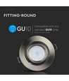 Spot encastrable GU10 avec zoom - Nickel satiné, rond, orientable, aluminium, perçage : Ø9,3 cm, dim : Ø10,2 cm