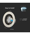 Spot encastrable GU10 avec zoom - Nickel satiné, rond, orientable, aluminium, perçage : Ø9,3 cm, dim : Ø10,2 cm