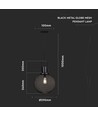 Suspension E27 en maille métallique noire - Ø30cm, design moderne, sans source lumineuse