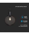 Suspension E27 en maille métallique noire - Ø30cm, design moderne, sans source lumineuse