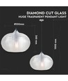 Suspension en verre Ø35cm Diamond Cut - Transparent, douille E27, max 60W, excl. source lumineuse