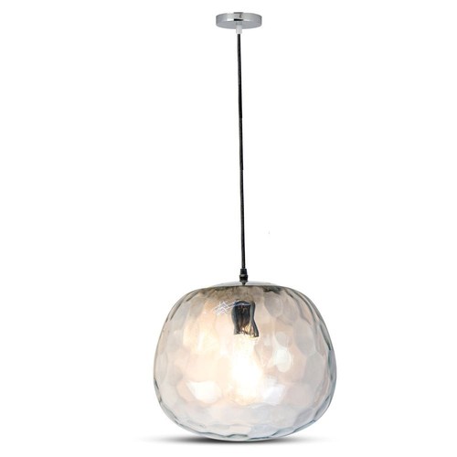 Suspension design en verre Ø250mm - Ronde, transparente, douille E27, suspension 1m, garantie 5 ans