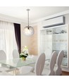 Suspension design en verre Ø250mm - Ronde, transparente, douille E27, suspension 1m, garantie 5 ans