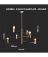 Lustre moderne E27 - Mobile Ø400, 6 ampoules
