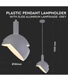 Suspension E14 avec abat-jour en aluminium gris - Ø18cm, câble 1 mètre, max 60W, sans source lumineuse