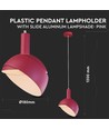 Suspension E14 avec abat-jour en aluminium rose - Max 60W, plastique et aluminium, 5 ans de garantie