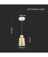 Suspension LED 7W - Abat-jour acrylique doré, Ø12cm, source lumineuse incl.
