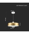 Suspension LED 7W, Ø34cm - Doré, abat-jour acrylique, 4000K, source lumineuse incl.