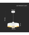 Suspension LED 7W - Ø34cm, abat-jour acrylique blanc, 120 degrés, source lumineuse incl.
