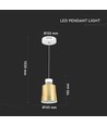 Suspension 7W en acrylique, doré - Ø12cm, 400lm, source lumineuse incl.