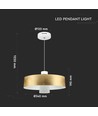 Suspension LED 7W, abat-jour acrylique doré - Ø34cm, 3000K, 400lm, IP20