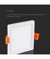 Panneau LED encastrable 22W 17x17cm, carré - 100lm/W, bord blanc, Trou: 15,5 x 15,5 cm, Dim: 17 x 17 cm