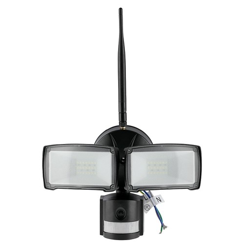 Projecteur LED 18W avec caméra WiFi et capteur - 6000K, IP44, blanc, extérieur, caméra de sécurité