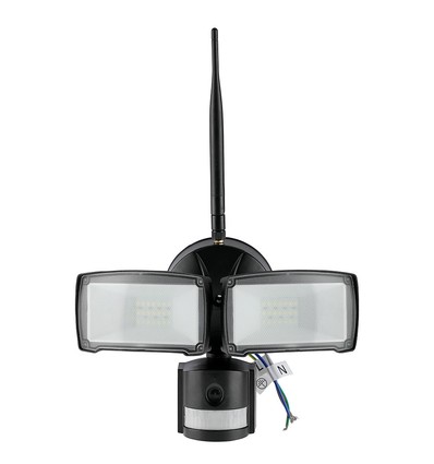 Projecteur LED 18W avec caméra WiFi et capteur - 6000K, IP44, blanc, extérieur, caméra de sécurité
