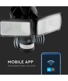 Projecteur LED 18W avec caméra WiFi et capteur - 6000K, IP44, blanc, extérieur, caméra de sécurité