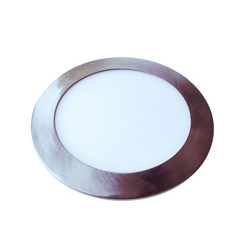 Dalle LED encastrable 24W Ø30cm - Nickel satiné, 3000K, Perçage : Ø28cm, Dim : Ø30cm