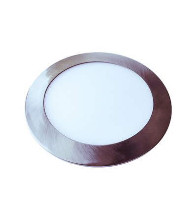 Dalle LED encastrable 24W Ø30cm - Nickel satiné, 3000K, Perçage : Ø28cm, Dim : Ø30cm