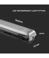 Réglette LED étanche 150cm 44W T8 - IP65, 6400K, 2x22W, blanc froid
