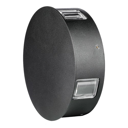 Applique murale LED ronde 4W - IP65, noir, 3000K, COB LED, source lumineuse incluse