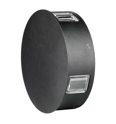Applique murale LED ronde 4W - IP65, noir, 3000K, COB LED, source lumineuse incluse