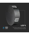 Applique murale LED ronde 4W - IP65, noir, 3000K, COB LED, source lumineuse incluse