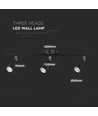 Applique murale LED 13,5W avec 3 têtes - 1260lm, 3000K, finition noire, source lumineuse incluse