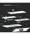 Éclairage de secours LED 3W à encastrer - 5500K, autonomie >3 heures, IP20, blanc