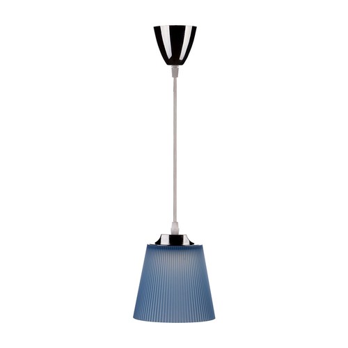 Suspension LED / Plafonnier 7W - Ø15cm, 4000K, abat-jour bleu, corps chromé, source lumineuse incluse