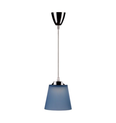 Suspension LED / Plafonnier 7W - Ø15cm, 4000K, abat-jour bleu, corps chromé, source lumineuse incluse