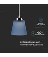 Suspension LED / Plafonnier 7W - Ø15cm, 4000K, abat-jour bleu, corps chromé, source lumineuse incluse