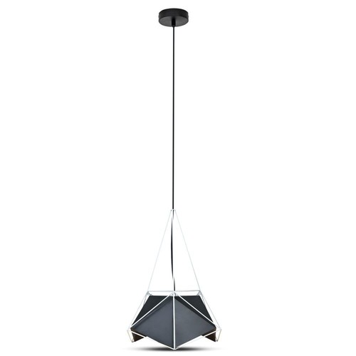Suspension E27 Prism - Abat-jour noir avec cordon blanc, Ø40cm, métal, sans source lumineuse