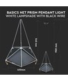 Suspension E27 Prism - Abat-jour noir avec cordon blanc, Ø40cm, métal, sans source lumineuse