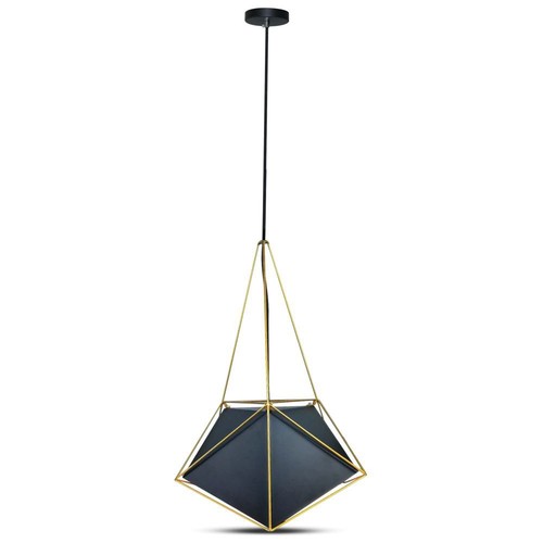 Suspension E27 en métal - Noir et or, design prisme moderne, sans source lumineuse