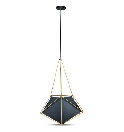 Suspension E27 en métal - Noir et or, design prisme moderne, sans source lumineuse