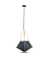 Suspension E27 en métal - Noir et or, design prisme moderne, sans source lumineuse