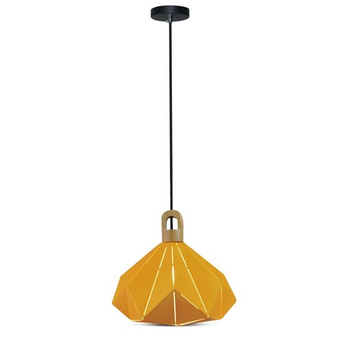 Suspension Pastel Wooden Prism, jaune - Douille E27, 320x270mm, max 60W, 5 ans de garantie