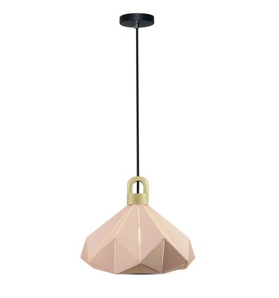 Suspension E27 Pastel Wooden Prism - Rose, Ø32 x 27 cm, sans source lumineuse