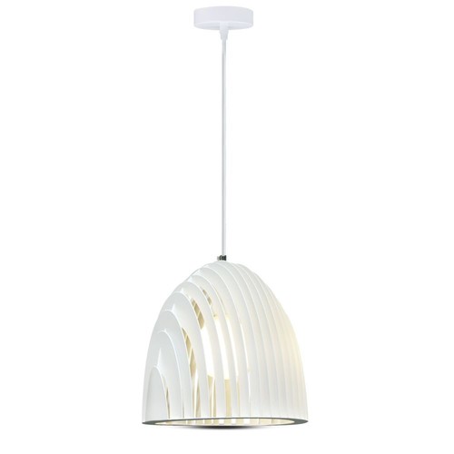 Suspension blanche Cone Prism, E27 - Métal, forme prisme, sans source lumineuse, Ø25cm