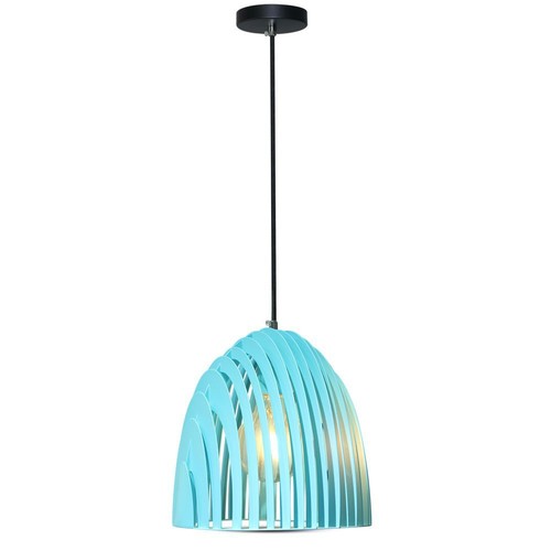 Suspension E27 Cone Prism - Bleu, métal, Ø25cm, sans source lumineuse