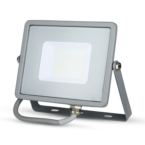 Projecteur LED 30W avec puce Samsung - 80lm/W, IP65, blanc chaud, gris, 5 ans de garantie