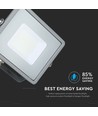 Projecteur LED 30W avec puce Samsung - 80lm/W, IP65, blanc chaud, gris, 5 ans de garantie