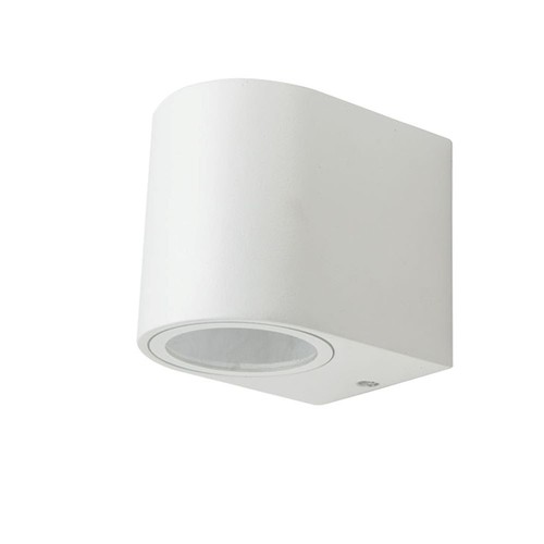 Applique murale 1 voie GU10 - aluminium, ronde, boîtier blanc, IP44