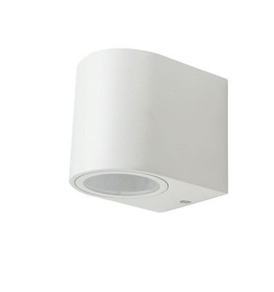 Applique murale 1 voie GU10 - aluminium, ronde, boîtier blanc, IP44