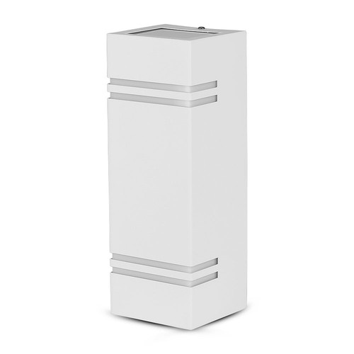 Applique murale carrée GU10 avec éclairage haut/bas - IP44 extérieur, blanc, acier inoxydable, sans source lumineuse