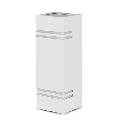 Applique murale carrée GU10 avec éclairage haut/bas - IP44 extérieur, blanc, acier inoxydable, sans source lumineuse