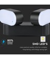 Applique murale LED rotative 12W avec 2 têtes - IP65, noir, 1320lm, 3000K, avec source lumineuse