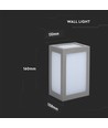 Applique murale LED 12W, grise - 750lm, 6400K, IP65, blanc froid