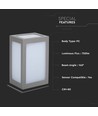 Applique murale LED 12W, grise - 750lm, 6400K, IP65, blanc froid
